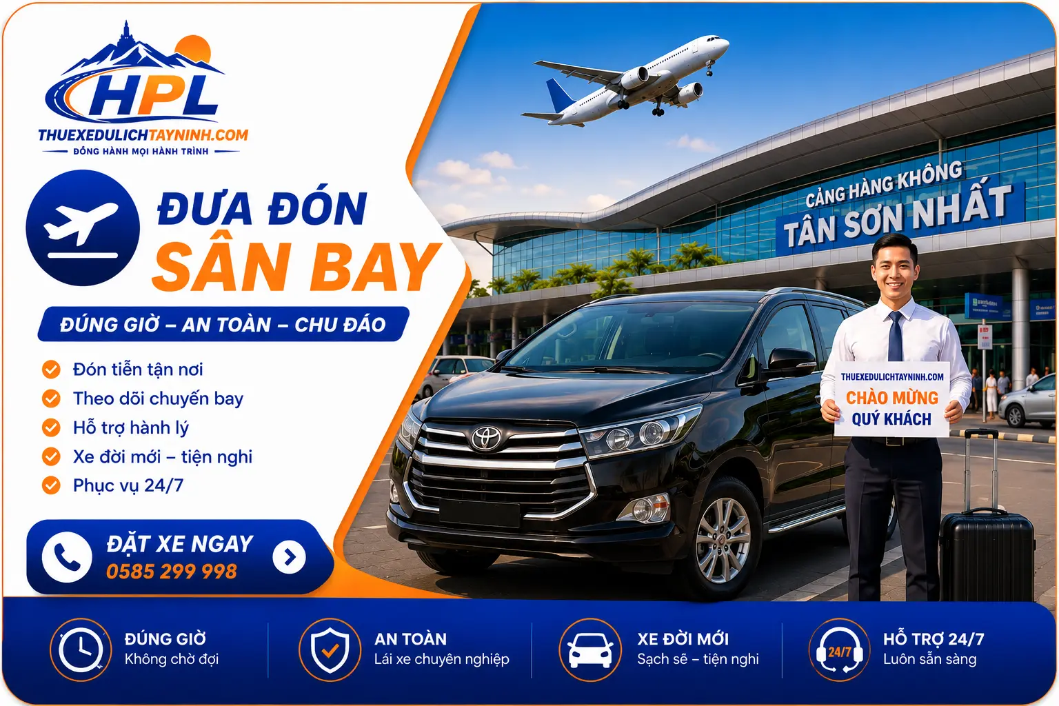 Thuê xe đưa đón sân bay HPL thuexedulichtayninh_com