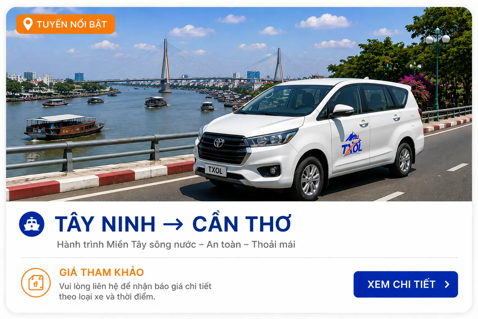 Tuyến nổi bật Tây Ninh - Cần Thơ
